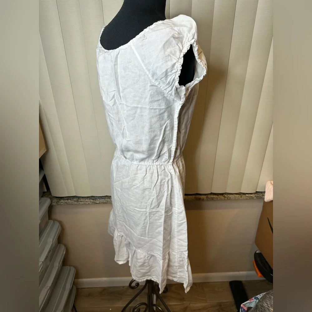 J. Crew White Linen Tiered Blend Sundress Dress Size Medium